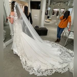 🆕 Disney Fairytale Weddings Cathedral Sparkle & Lace Embellished Veil (Jasmine)